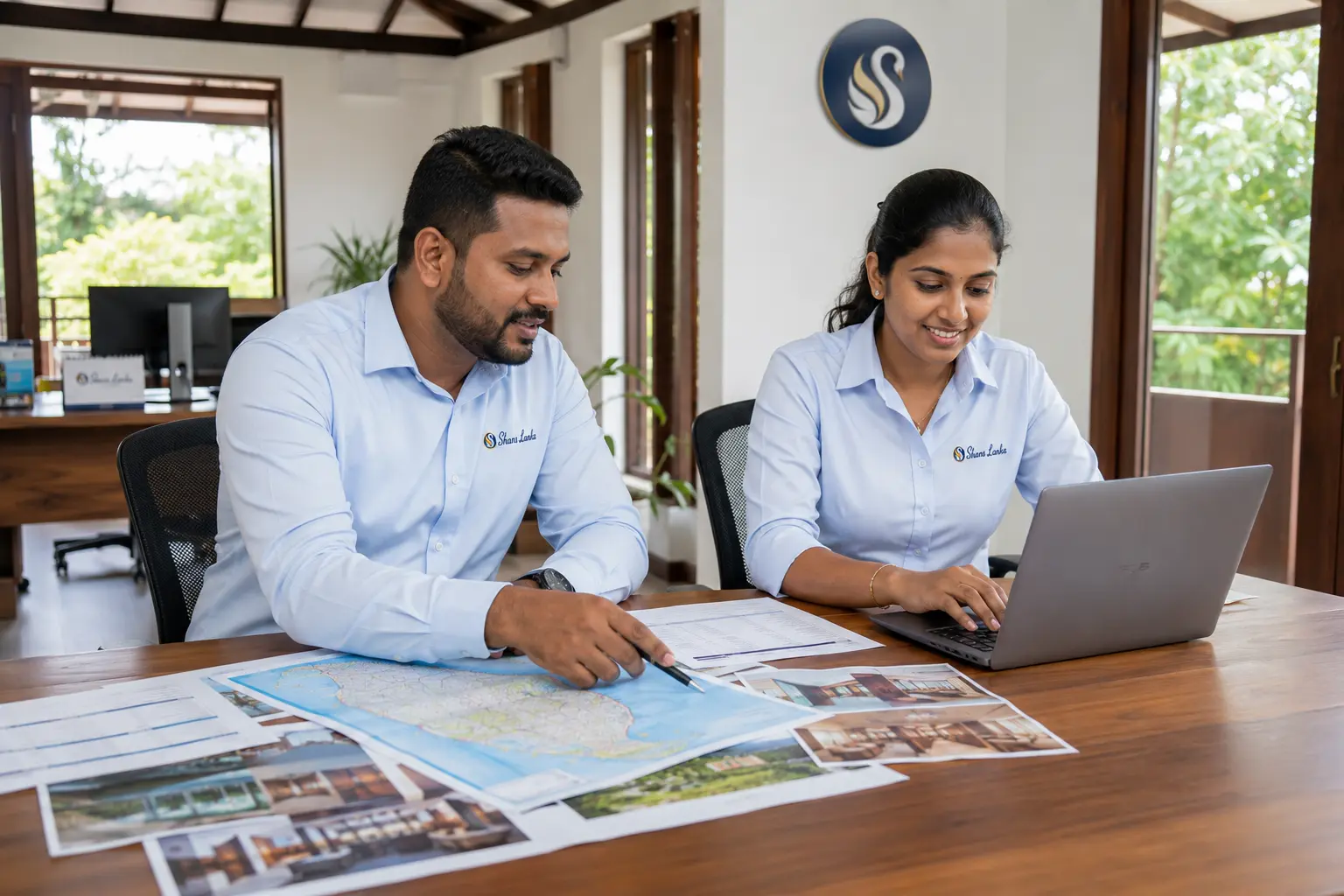 Shans Lanka Travels staff planning a tour itinerary