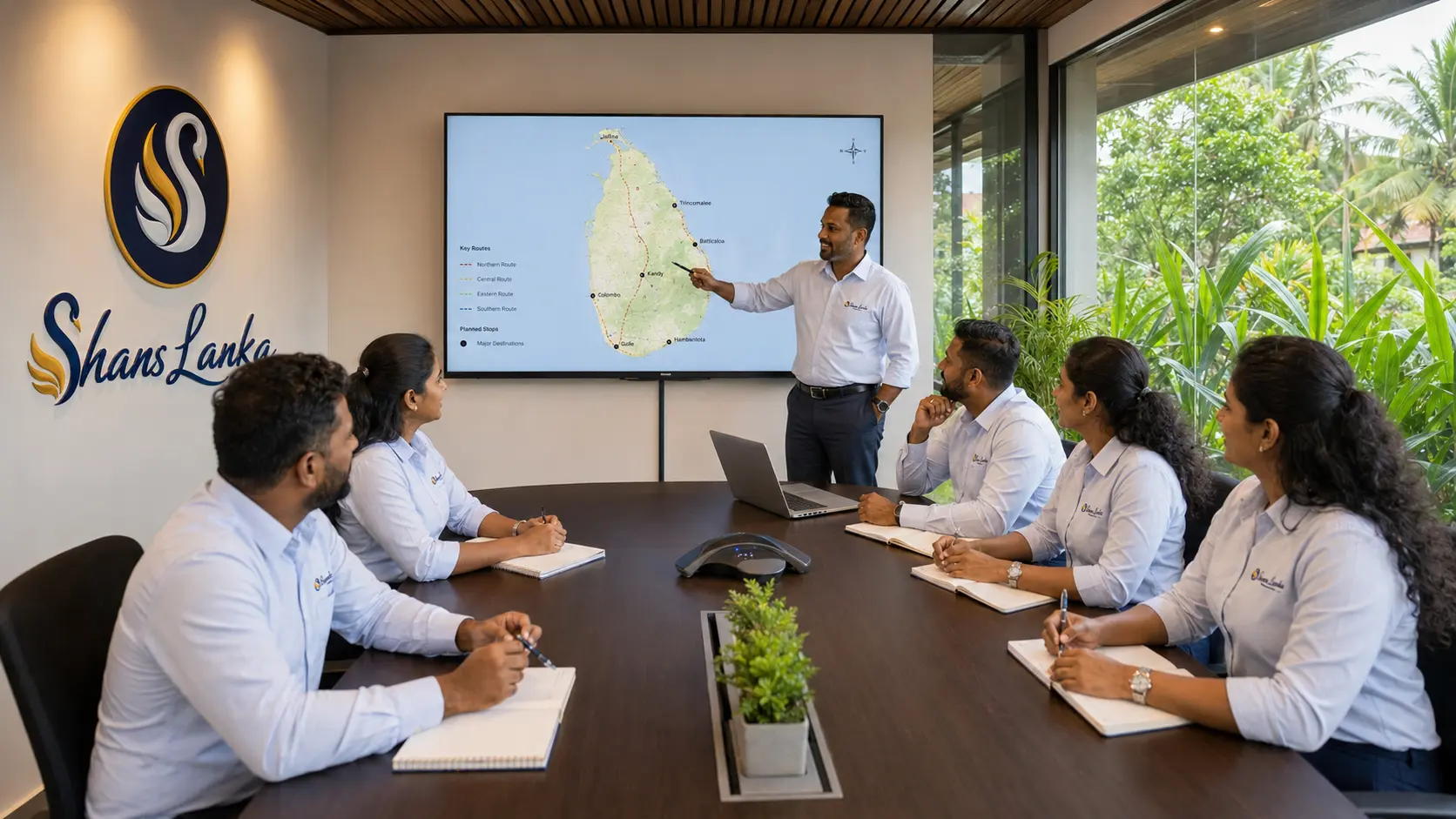 Team briefing at Shans Lanka Travels
