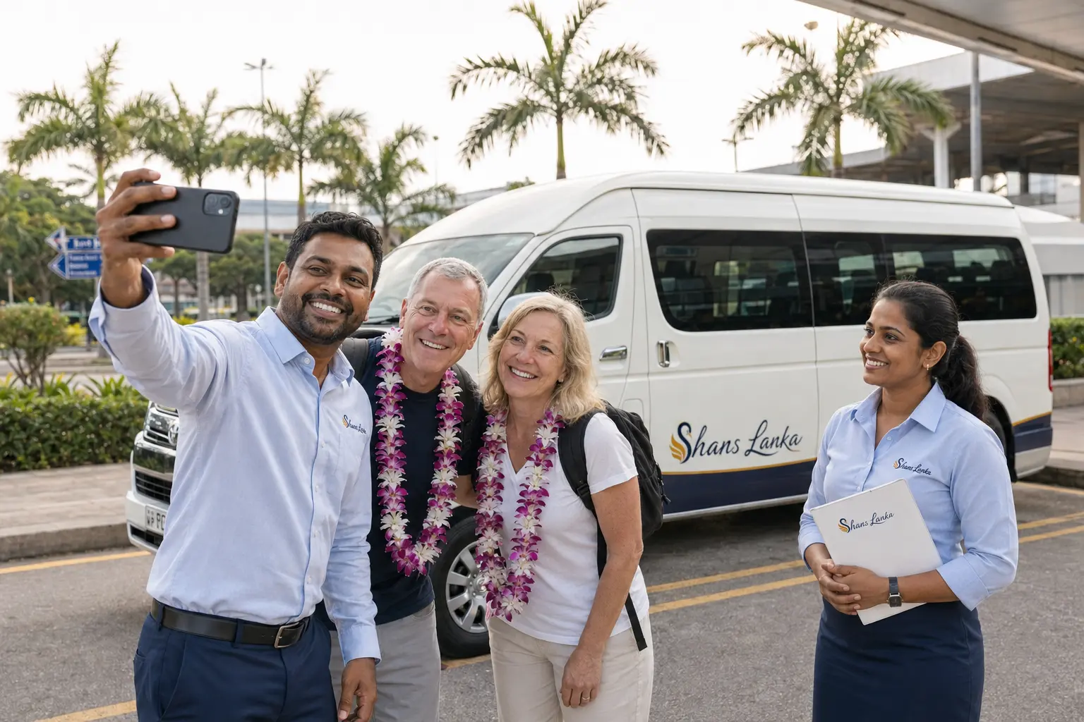 Shans Lanka Travels guide welcoming guests at the airport