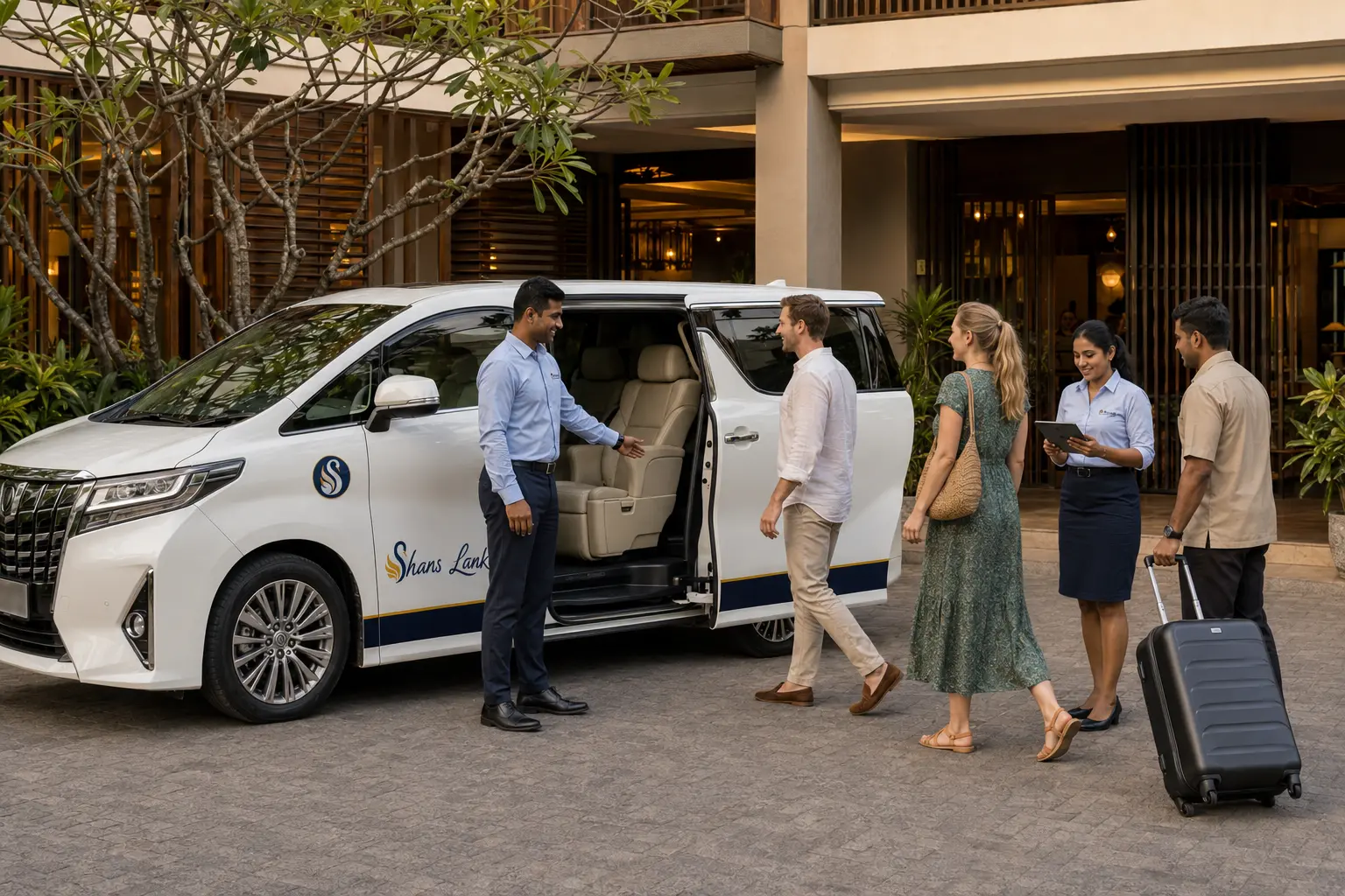 Shans Lanka Travels luxury van hotel pickup service
