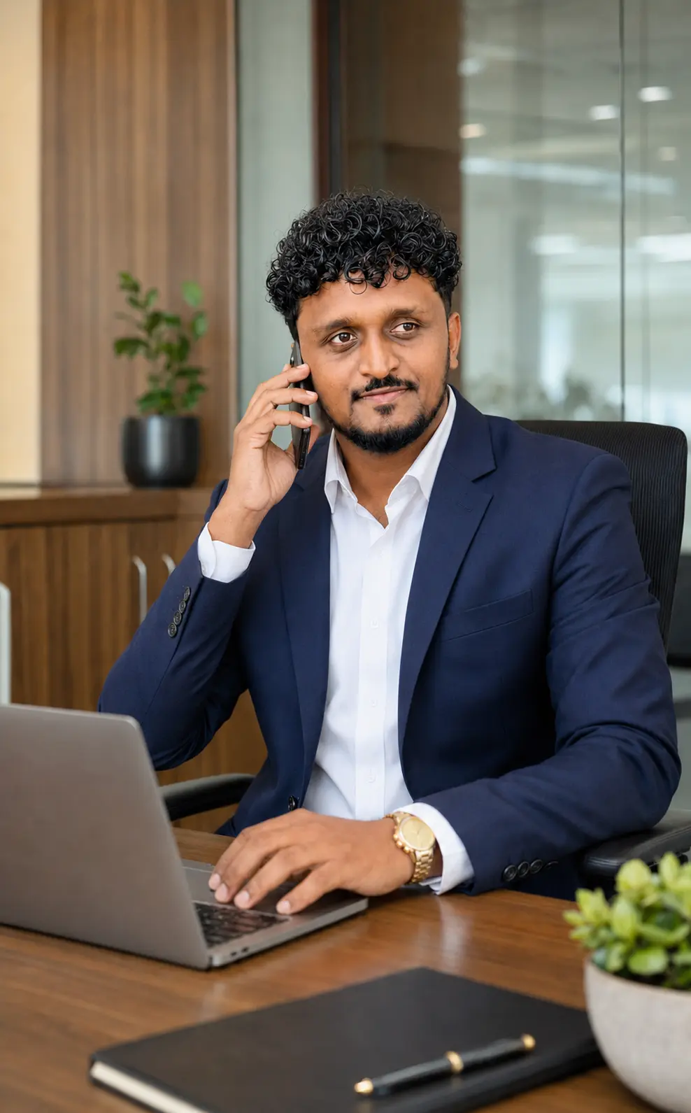Madhushan Sandaruwan coordinating an itinerary by phone
